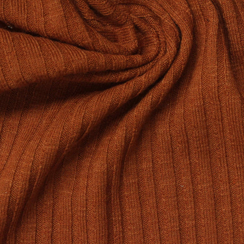 Polyester Cotton Stretch Rib Knit Fabric, 240 gsm — Orange