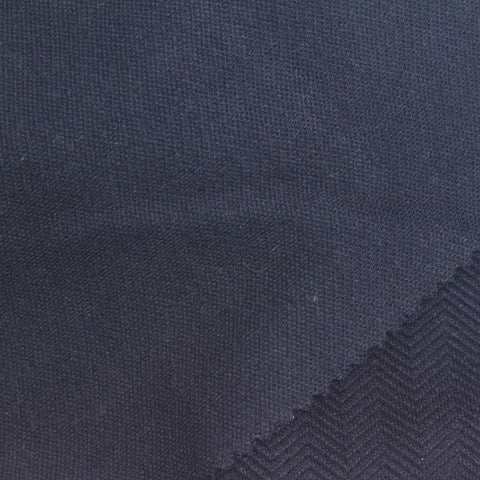 Dark Navy Chevron Interlock Knit, Cotton-Nylon