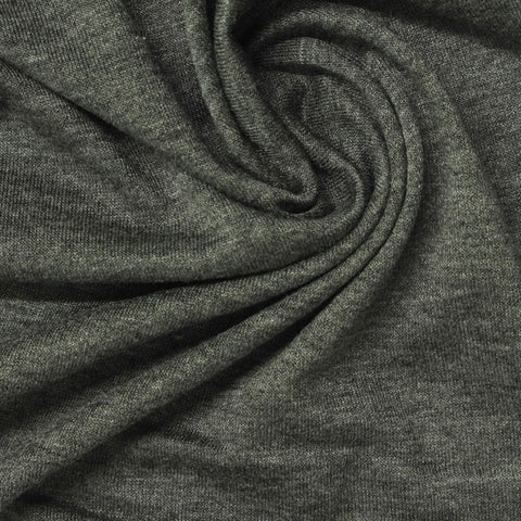 Dark Grey Marl Jersey Knit, Viscose, 150 gsm, 178 cm