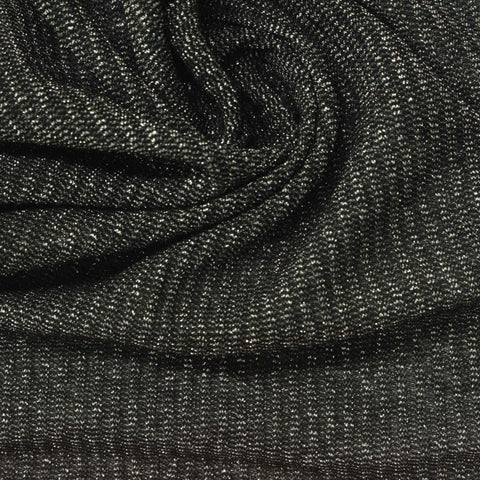 Dark Grey Marl Rib Knit, Viscose-Metallic, 120 gsm