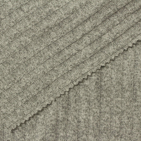 Heathered Grey Marl Rib Knit, Poly-Viscose, 185 gsm