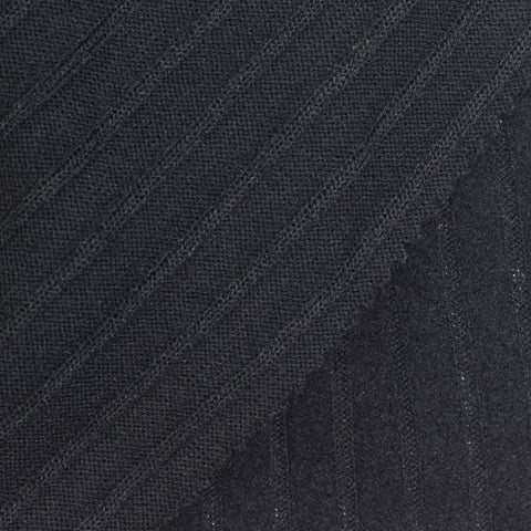 Black Vertical-Stripe Rib Knit, Polyester, 240 gsm