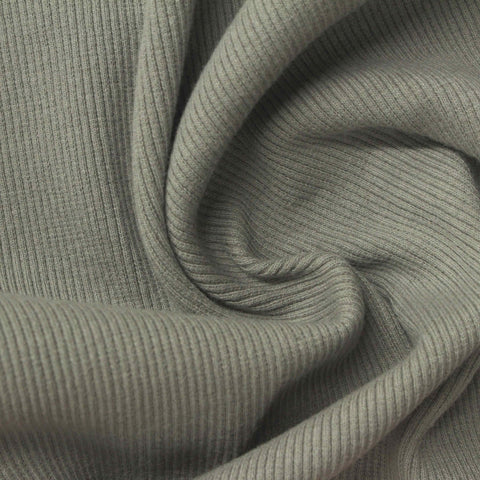 Grey Ribbed Rib Knit, Cotton-Poly