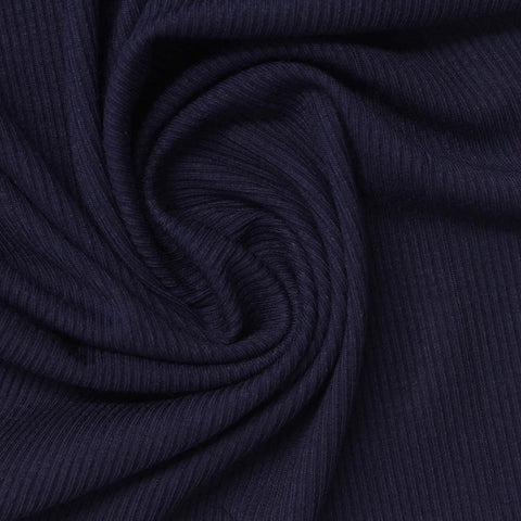 Viscose Stretch Rib Knit Fabric, 230 gsm, 120 cm — Navy
