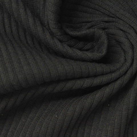 Cotton Stretch Rib Knit Fabric, 270 gsm, 125 cm — Grey