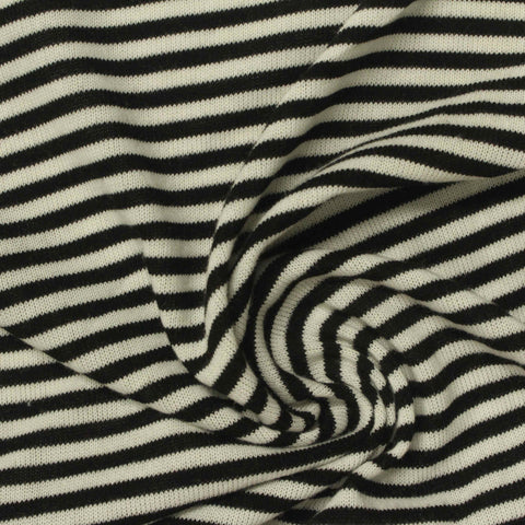 Black Horizontal-Stripe Knit, Poly-Viscose, 200 gsm