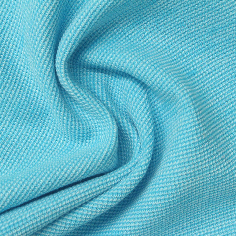 Polyester Cotton Stretch Waffle Knit Fabric, 300 gsm, 155 cm — Blue