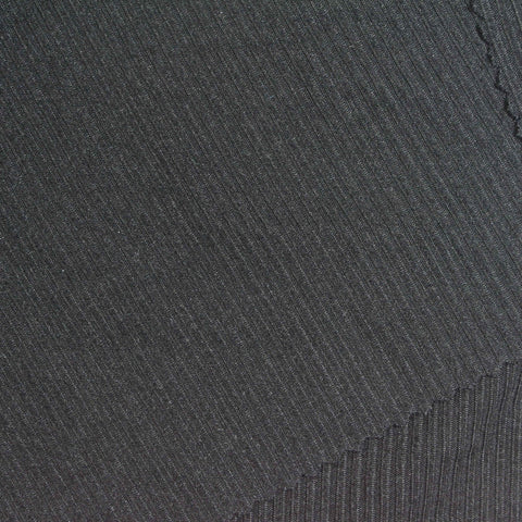 Light Grey Pinstripe Rib Knit, Polyester, 260 gsm