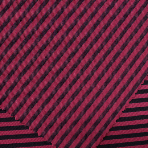 Black Horizontal-Stripe Rib Knit, Polyester, 170 gsm