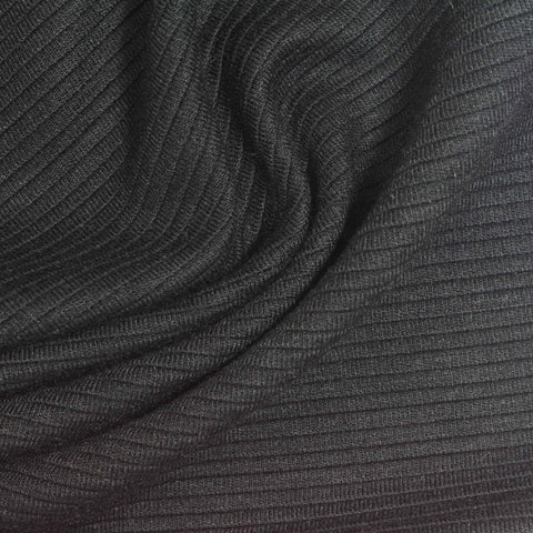 Dark Grey Ribbed Rib Knit, Poly-Viscose