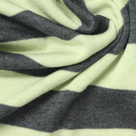 Dark Grey Stripes Rib Knit, Viscose-Wool