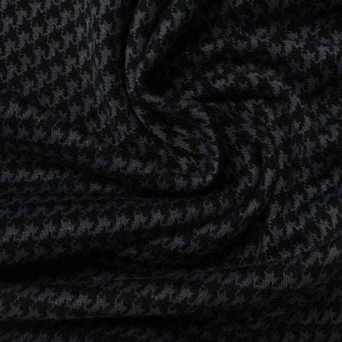 Navy Tone-on-Tone Houndstooth Jacquard, Poly-Viscose