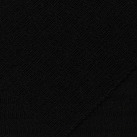 Jacquard Polyester Stretch Rib Knit Fabric, 200 gsm — Black