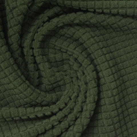 Dark Green Grid Fleece, Polyester