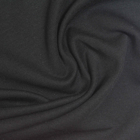 Black Interlock Knit, Cotton-Poly