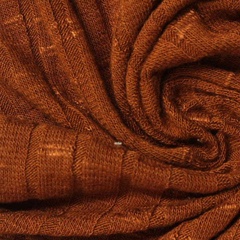 Viscose Polyester Stretch Rib Knit Fabric, 300 gsm, 152 cm — Brown