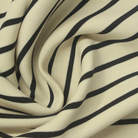Light Yellow Horizontal-Stripe Scuba Knit, Poly-Modal