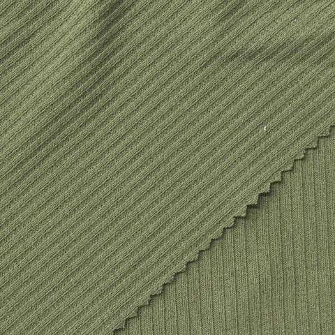 Olive Rib Knit, Poly-Viscose