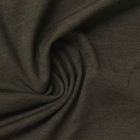 Modal Acrylic Stretch Rib Knit Fabric, 160 gsm, 165 cm — Khaki