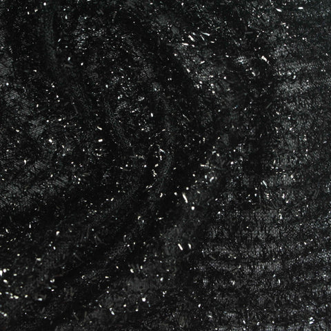 Black Marl Jersey Knit, Polyester, 115 gsm