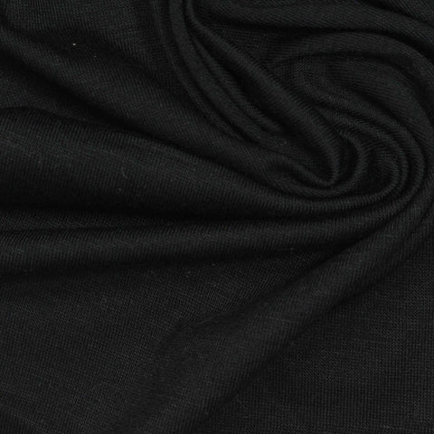 Viscose Stretch Jersey Knit Fabric, 205 gsm, 160 cm — Black
