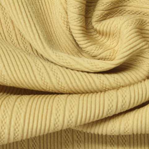 Light Camel Textured-Stripe Rib Knit