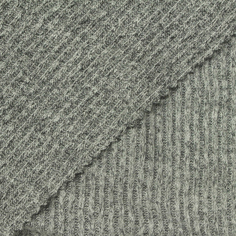 Dark Grey Marl Rib Knit, Viscose-Poly, 200 gsm