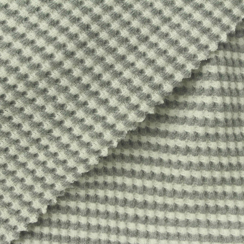 Striped Cotton Polyester Waffle Knit Fabric, 230 gsm, 160 cm — Grey