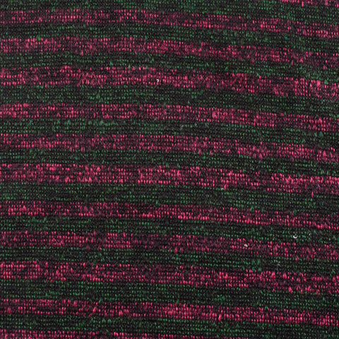 Dark Green Horizontal-Stripe Chunky Knit, Polyester, 402 gsm