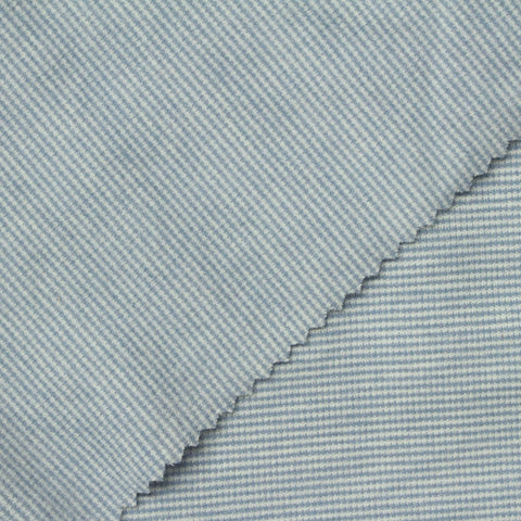 Light Blue Horizontal-Stripe Interlock Knit, Cotton-Viscose