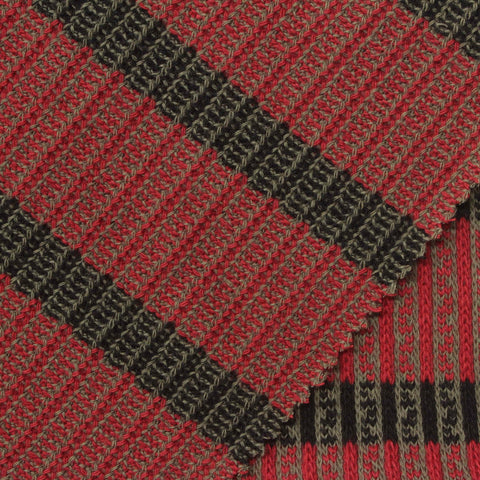 Red Vertical-Stripe Jacquard, Cotton-Poly