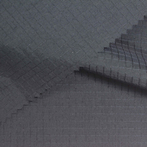 Dark Grey Tone-on-Tone Check Woven, Nylon