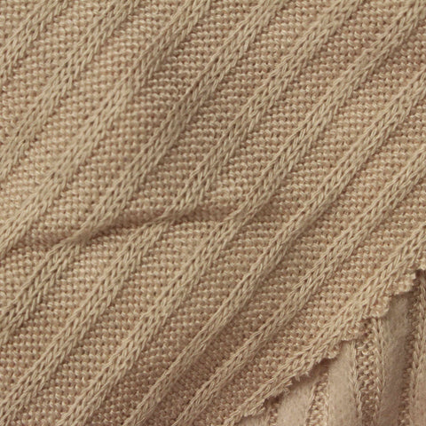 Brushed Viscose Stretch Chunky Knit Fabric, 205 gsm, 150 cm — Beige