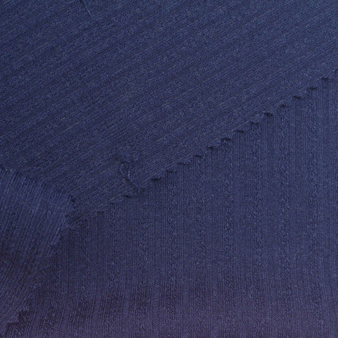 Dark Blue Tone-on-Tone Rib Knit, Polyester