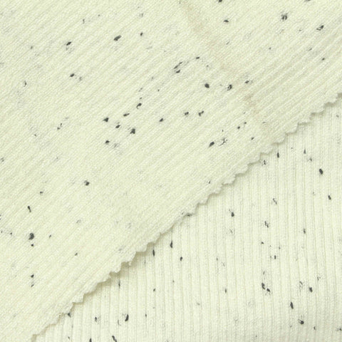 Cream Marl Rib Knit, Viscose-Poly, 460 gsm