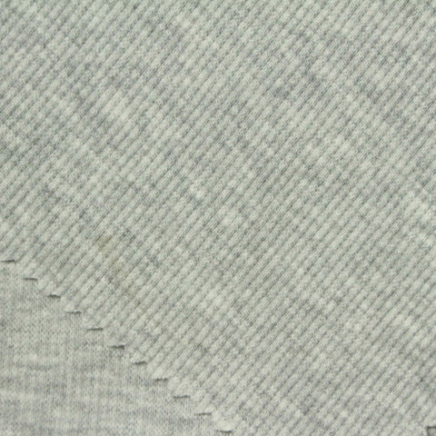Grey Heather Rib Knit, Cotton-Poly, 260 gsm