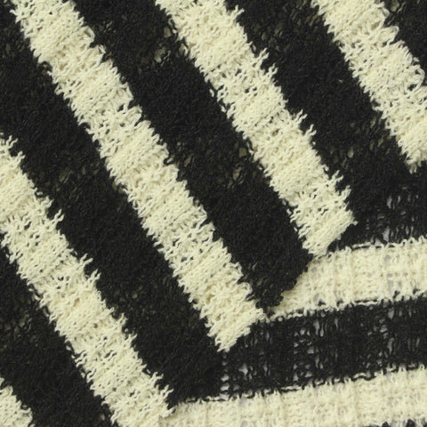 Black Horizontal-Stripe Rib Knit, Poly-Cotton, 223 gsm
