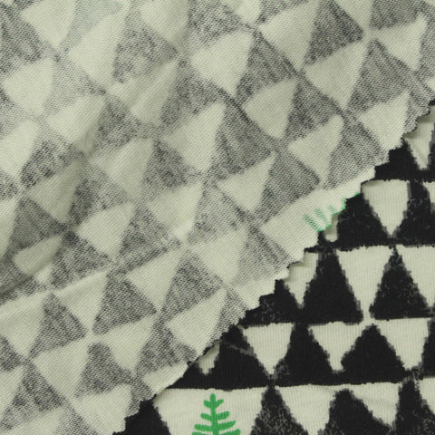 Black Geometric-Triangle Jersey Knit, Cotton-Viscose