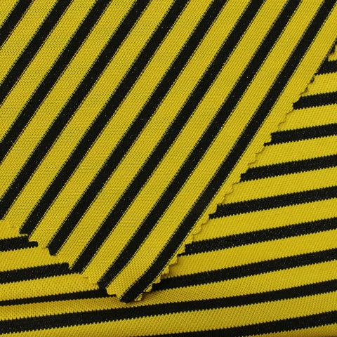 Yellow Horizontal-Stripe Rib Knit, Poly-Nylon