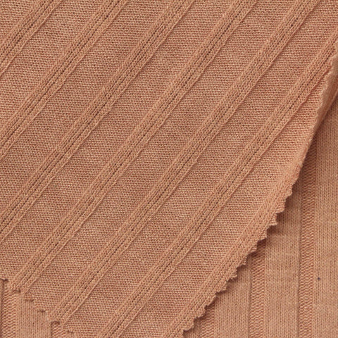 Polyester Viscose Stretch Rib Knit Fabric, 240 gsm, 150 cm — Beige