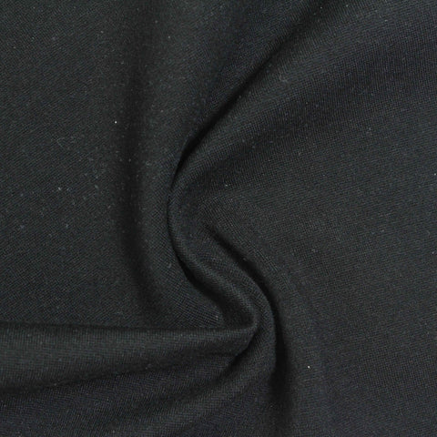 Cotton Nylon Stretch Ponte Knit Fabric, 330 gsm, 150 cm — Black