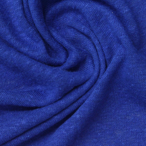 Blue Marl Jersey Knit, Poly-Linen, 176 gsm