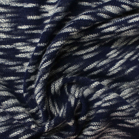 Navy Marl Chunky Knit, Poly-Viscose, 224 gsm