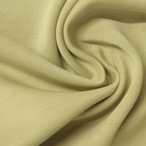 Washed Polyester Viscose Stretch Scuba Knit Fabric, 300 gsm, 160 cm — Khaki