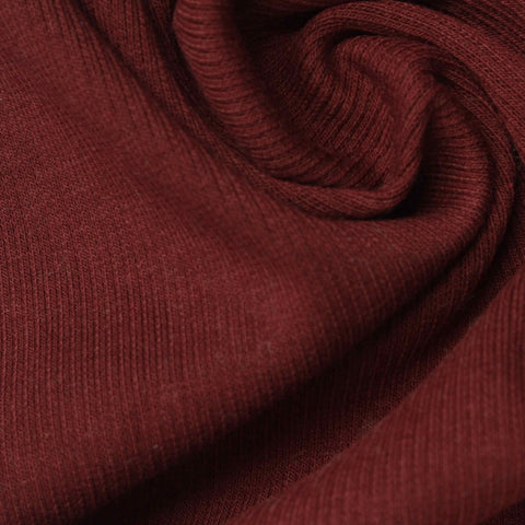 Cotton Polyester Stretch Rib Knit Fabric, 360 gsm, 130 cm — Red