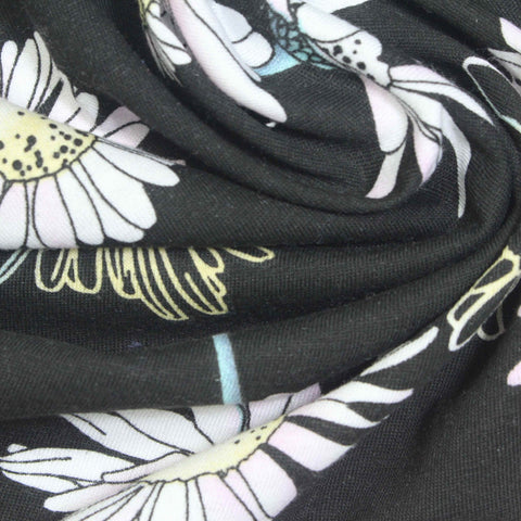 White Daisies Jersey Knit, Cotton-Poly, 120 gsm, ref EF-254037