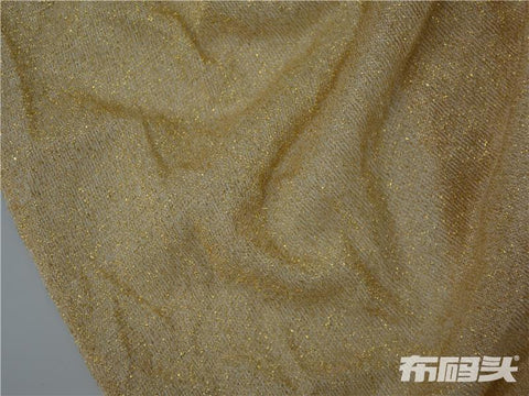 Gold Sparkle Jersey Knit, Viscose-Metallic
