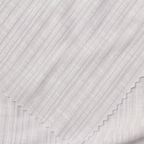 Polyester Viscose Stretch Rib Knit Fabric, 205 gsm, 155 cm — White