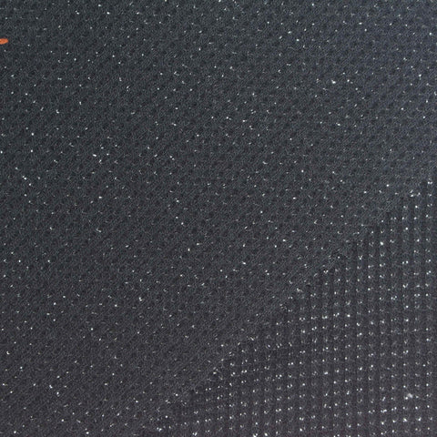 Cotton Polyester Metallic Waffle Knit Fabric, 180 gsm, 160 cm — Black