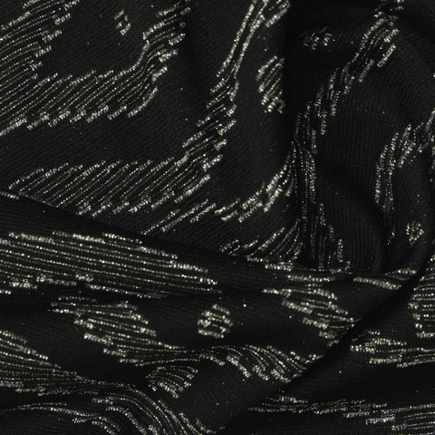 Black Geometric Pointelle Knit, Polyester, 175 gsm
